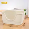 Caja de Arena para Gatos Extra Grande Antisalpicaduras Inodoro para Gatos a Prueba de Olores Caja de Arena para Gatos Enorme Arenero Abierto Compañero de Arena para Gatos
