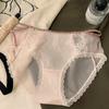 Calcinha Sexy de Renda Vazada para Meninas 2025 Nova Malha de Cetim Respirável Cintura Média Virilha Calcinhas Femininas