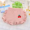 Pantalones para Niñas Shorts para Niñas Pantalones con Adorno de Oreja de Madera Bordado de Cereza Algodón Pantalones Cortos Hot Pants Pequeños con Volantes para el Cabello