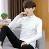 Suéter Transfronterizo para Hombre Suéter Cálido Base Ajustado Cuello Medio Alto Estilo Coreano Elegante Top de Punto