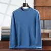 Suéter pullover de cachemira premium engrosado para otoño e invierno, nuevo, corte holgado, para hombre, cuello redondo, manga larga, sencillo, básico de lana