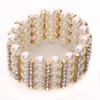 Pulsera de moda de venta caliente de comercio exterior europeo y americano, pulsera elástica de perlas con incrustaciones de diamantes de varias filas, venta al por mayor de fábrica de productos pequeños