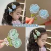 Pin de Flor de Malla Bordada Floral para Niñas Flor de Cabello Rosa Dulce Pin de Flequillo Estilo Pastoral Pin BB Lateral Pasador Accesorio para el Cabello