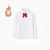 Camisa Branca Forrada com Fleece para Meninos, Fabricante com Estoque, Roupa de Performance Branca Espessa para Meninas Outono e Inverno, Camisa Térmica Infantil