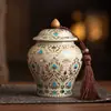 Lata de Chá Pena de Fênix de Dunhuang Lata Única Lata Selada de Cerâmica Lata Criativa de Alto Padrão Forno Ru Lata de Armazenamento Lata à Prova de Umidade Lata para Chá a Granel