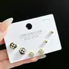 SLBABY exquisitos aretes pequeños con incrustaciones de diamantes, tres pares, aguja de plata s925, elegantes, simples, aretes múltiples