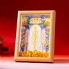 Amuleto de bênção taoísta com moldura pintada a ouro, decoração para sala de estar, decoração de mesa de entrada, decoração estilo chinês, lembrança, presente para casa nova