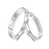 Anel de par para casal com trava concêntrica em prata esterlina S925, design de nicho, masculino e feminino, anel de amor vento frio, zircônia, joias de prata, atacado