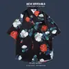 Camisa floral de manga corta estilo Sanya estilo hawaiano de Hong Kong traje de playa chaqueta casual suelta fina para pareja de viaje al aire libre