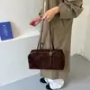 Bolsa de Mão Quadrada Pequena Retrô Tendência Transfronteiriça para Mulheres, Nova Cor Sólida Simples para Ombro Outono 2026, Bolsa para Ombro para o Dia a Dia