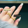 Anel de Argola Estreito com Emblema Inlaid Ouro de Areia Vietnamita Estilo Casal Anel Aberto Argola Dourada Anel Preto Mítico Wukong