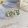 Brincos de óleo de gota verde Mint Mambo Love Brincos femininos frescos e doces Tulip Brincos de moda coreana All-match