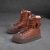 Botas de Algodón Cálidas de Invierno Shanghai Jiejie Punta Redonda Suela Gruesa Botines Cortos para Mujer con Diseño Simple de Cuero Vacuno Zapatos de Mujer
