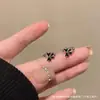 Hebilla de oreja de lazo estilo TikTok para mujer, verano, estilo INS, pedrería, dulce temperamento, estilo Chanel, arete para oreja, aretes para mujer