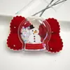 Pinza para el pelo con lazo de terciopelo rojo navideño, set de tocado con campana y borla de dibujos animados lindos de Papá Noel para niños