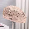 2025 Otoño Temprano Nuevo Boina Cómoda de Lentejuelas Dulce Calado Malla Elegante Casual Versátil Elegante Boina de Artista