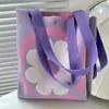 Bolsa de Ombro Flor Doce Estilo Japonês e Coreano Bolsa Tote de Tricô de Grande Capacidade Versátil para o Dia a Dia Bolsa para Livros de Estudante
