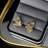 Pendientes de Mariposa con Baño de Cobre de Oro Real de 18 Quilates y Plata, Micro-Pavimentados con Circonita, Pendientes y Joyería de Pendientes de Lujo Accesible, como de Hada