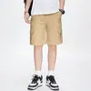 Shorts de trabalho americanos retrô de algodão puro resistente para homens, novo estilo primavera e outono 2026, corte solto, tamanho grande, calças casuais de comprimento até o joelho