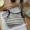 Camisola de Tricô Listrada Feminina Roupa de Baixo para Conjunto Verão Roupa Externa Sexy Tamanho Grande Efeito Emagrecedor Top Básico Sem Mangas