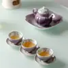 Diseño interior pintado a mano por Ino Kiyomatsu con motivos de glicinias, elegante taza de té de pie alto, exquisita taza de té kung fu, taza de degustación de té, taza individual