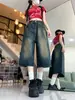 Calça Jeans Americana Três Quartos para Mulheres Verão 2026 Cintura Alta Emagrecedora Retro Selecionada Cuidadosamente Solta Reta Perna Larga Comprimento Médio