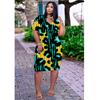 2024 Nova Saia Midi Solta de Tamanho Grande com Estampa de Leopardo e Gola V, Vestido Casual de Verão para Mulheres