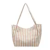 Bolsa de lona retro literaria estilo coreano, bolsa de lona a rayas simple y fresca, de alta calidad, casual y de gran capacidad para llevar al hombro.