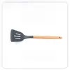 Espátula de Silicone, Frigideira Antiaderente, Cabo de Madeira, Conjunto de Três Peças, Grau Alimentício, Colher de Sopa Resistente a Altas Temperaturas, Utensílios de Cozinha, Espátula de Cozinha e Suprimentos de Colher