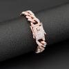 Pulseira Hip Hop Europeia e Americana Masculina Fecho Borboleta hiphop Banhada a Ouro com Diamantes Pulseira Cubana de Diamantes Completos Transfronteiriça Pulseira