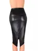 Comércio Exterior Russo Transfronteiriço Estilo Europeu e Americano Sexy Versátil Couro Sintético Cintura Alta Comprimento do Joelho com Fenda e Design Bodycon Atacado