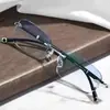 Óculos de leitura fotocromáticos sem aro, corte a laser, com diamantes, para uso transfronteiriço, anti-luz azul, anti-fadiga, para meia-idade e idosos, unissex