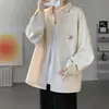 Camisa de Manga Larga de Pana Retro Estilo Japonés para Hombre Primavera y Otoño Moda Marca Sentido del Diseño Simple Casual Holgada Chaqueta