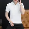 Camisa Polo de Verano Nueva para Hombre DW con Cuello Camisero, Camisa Polo de Color Sólido de Manga Corta, Moda Casual Versátil Moderna Estilo Hong Kong para Hombres Jóvenes