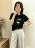 Camiseta de algodón acanalado de trece filas, fuente física, para mujer, directo de fábrica, top de manga corta ajustado, suministro exclusivo segunda tanda de verano