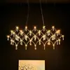 Lámpara de araña de cristal para restaurante de lujo post-moderno 6 nuevo sensación de alta gama primer nivel K9 mesa de comedor comedor barra de bar lámpara francesa hierro arte de hierro no