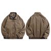 Chaqueta de Trabajo Lavada Estilo Retro Americano Muxi Clothing para Hombre, Abrigo Cárdigan Pesado Estructurado con Parche Bordado