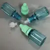 Em Estoque Azul Transparente Pet 10ml Frasco Gotador para Olho/Ouvido de Pet com Tampa de Segurança, Frasco Reagente, Tinta de Carimbo, Frasco Gotador para Tinta Guache Colorida