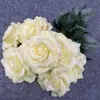 Flor Artificial de 7 Cabezas Rosa Rosa Rizada Arreglo de Flores Secas para Interiores Decoración de Boda Ramo de Novia