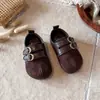 Zapatos de Cuero Retro Francés para Niñas 2026 Nuevo Estilo Coreano Suela Suave Ante Punta Dividida Zapatos Primavera/Otoño Zapatos Birkenstock para Bebé Niña Individual