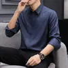 [Tecnologia Preta de Seda de Gelo] Camisa Masculina de Manga Longa Modal Casual Antirrugas Sem Passar Sem Marcas Camisa Social de Negócios