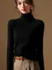 Suéter Camada Base de Gola Alta Outono/Inverno 2026 para Mulheres, Camada Interna Elegante, Tricô de Lã Novo Outono/Inverno, Suéter Preto de Corte Justo