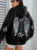 Sudadera con Patrón de Alas de Ángel de Aliexpress Transfronteriza - Suéter Casual Talla Grande para Mujer con la Frase "Suelta"