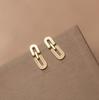 Brincos de Corrente em Forma de U Simples com Diamantes de Prata Nalan S925 Estilo Coreano, Brincos Elegantes e Únicos para Mulheres M02241