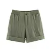 Comércio Exterior 2026 Verão Novo Estilo Europeu e Americano Moda Feminina Casual Solto Bainha Dobrada Shorts 9929024