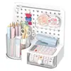 Caja de Almacenamiento de Tablero Perforado de Escritorio Organizador de Papelería de Escritorio Portabolígrafos Estante de Almacenamiento para Escritorio de Oficina y Estudio