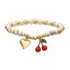 Aogu Amazon Transfronteiriço Quente Pulseira de Contas de Pérola INS Banhada a Ouro Fruta Cereja Amor Pingente Pulseira para Mulheres
