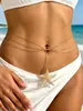 1 peça estrela-do-mar esmaltada branca estilo Europeu e Americano corrente de metal sexy para corrente de barriga acessório de garota popular para férias na praia