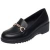 Zapatos de Mamá, Nuevo Estilo Primavera y Otoño 2025, Tacones de Cuña Cómodos de Suela Blanda, Zapatos de Salón de Corte Profundo, Zapatos de Cuero para Mujer, Zapatos Planos Versátiles para Mujer
