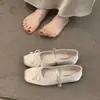 Zapatos Mary Jane Estilo Hada Suave 2025 Nuevo Estilo Francés Elegante Moño Punta Cuadrada Boca Baja Zapatos de Noche
